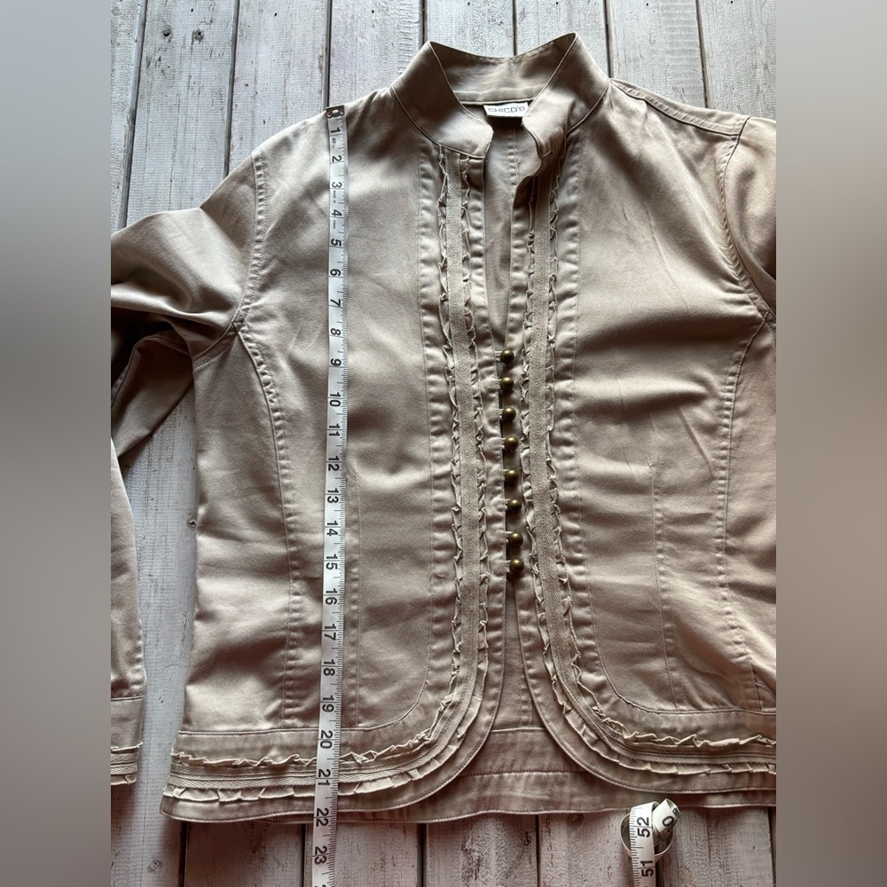 Chico's Military Style Khaki Jacket Size 1 - Picture 3 of 8